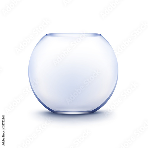 Blue Transparent Glass Smooth Empty Fishbowl Aquarium Isolated on Background