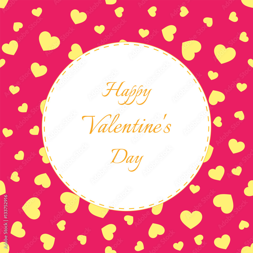 Happy Valentine's Day Greeting Card with hearts.