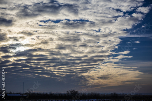 vertical stratus cloud formation.Romania