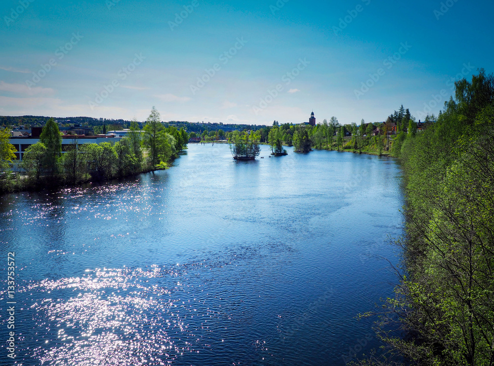 Obraz premium View on the Kongsberg river in Norway