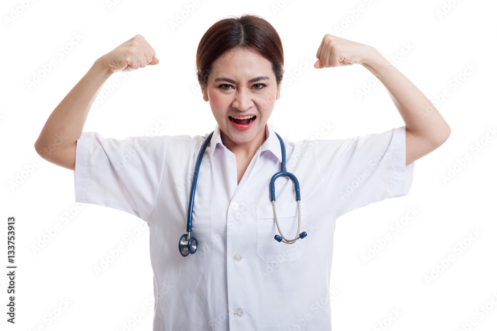 Asian young female doctor very angry. Asian young female doctor very angry.