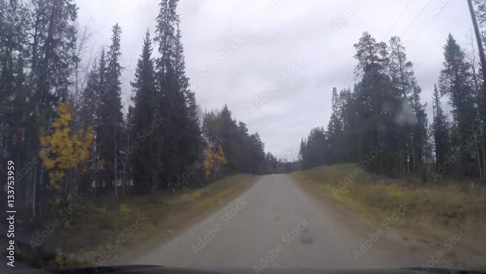 Timelapse hyperlapse of driving on sand route,near inari, in Lapland, Finland Timelapse hyperlapse of driving on sand route,near inari, in Lapland, Finland