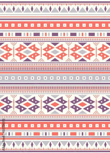 Seamless Ethnic pattern textures. Orange & Purple colors. Navajo geometric print. Rustic decorative ornament. Abstract geometric pattern. Native American pattern. Ornament for the design of clothing