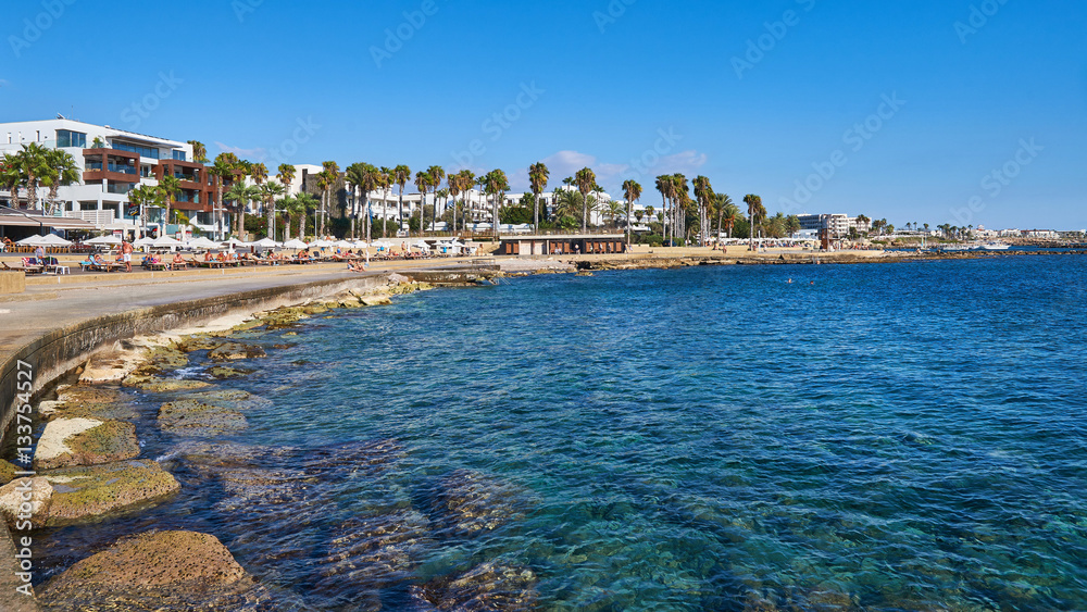 Rocky coastline in Paphos, Cyprus