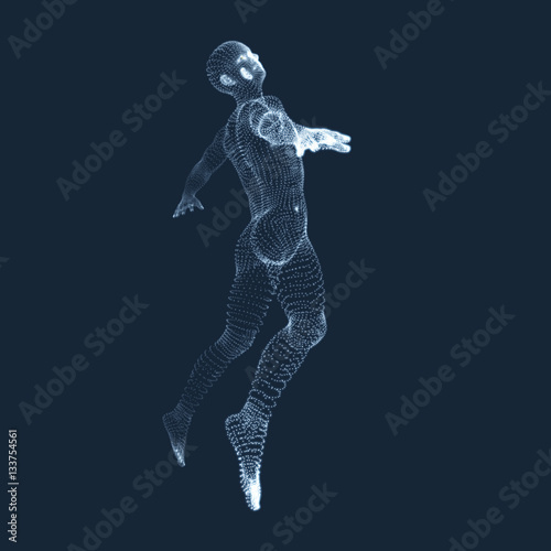 Jumping Man. 3D Model of Man. Human Body Model.
