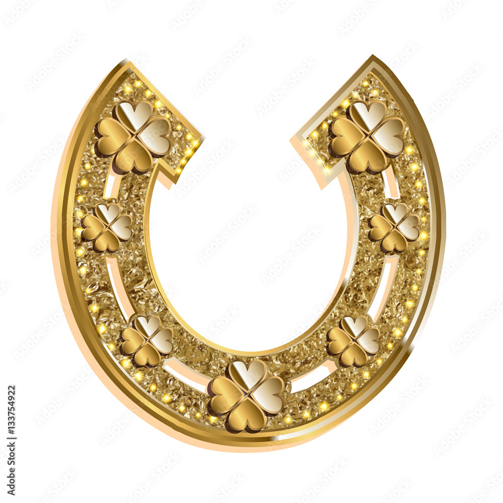 Golden horseshoe on a whiye background Golden horseshoe on a whiye background