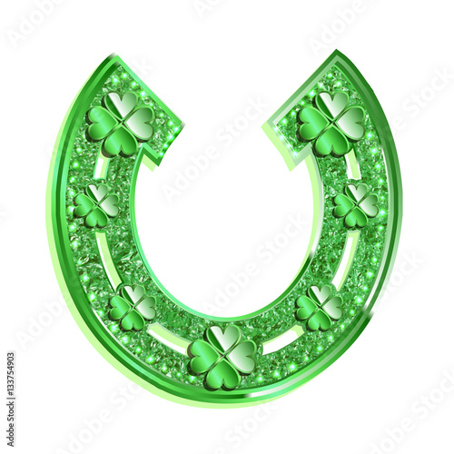Green horseshoe on a white background.