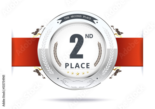 Silver medal for second place. vector illustration