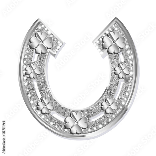 Silver horseshoe on a white background