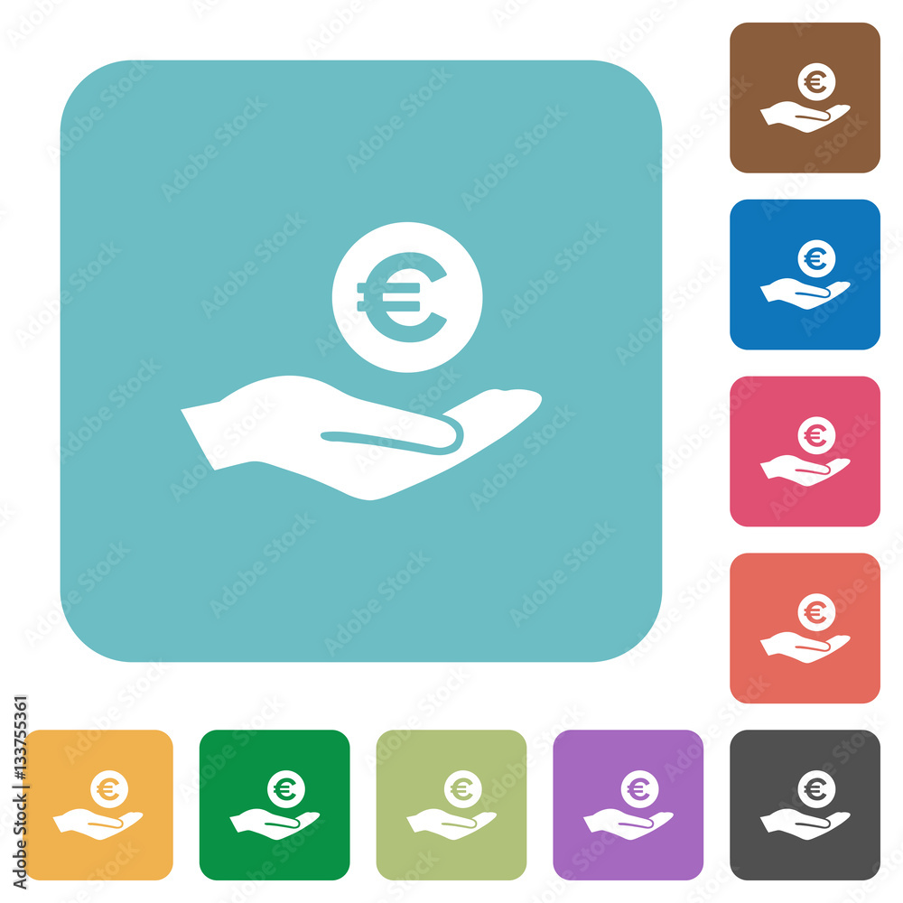 Euro earnings rounded square flat icons Euro earnings rounded square flat icons