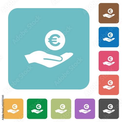 Euro earnings rounded square flat icons