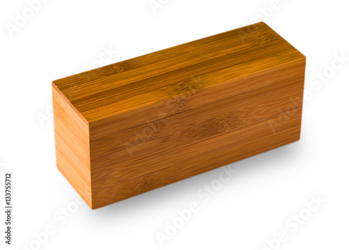 closed wooden box isolated on white background