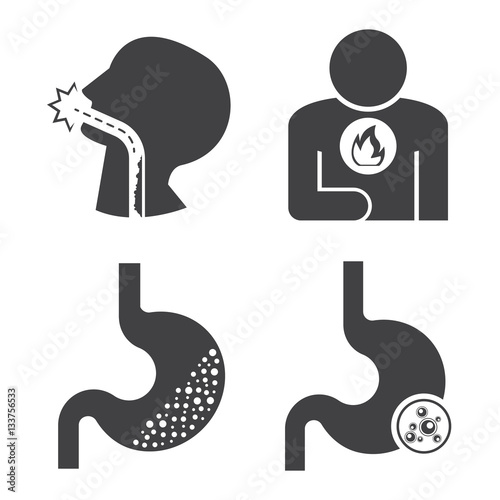 Esophageal cancer icons set