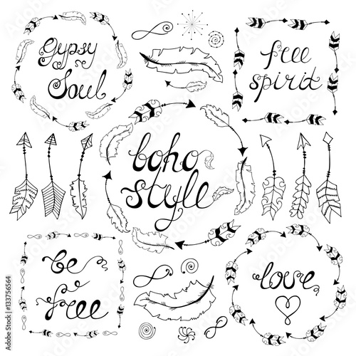 Set of boho style frames with place for your text