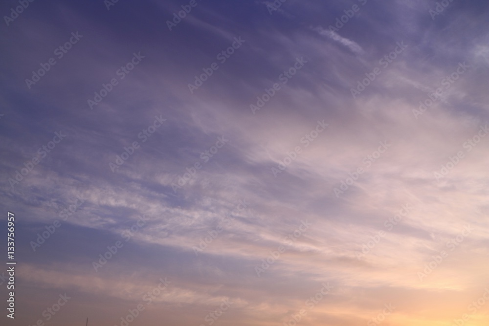 Obraz premium 夕焼けに染まるスジ雲の背景素材