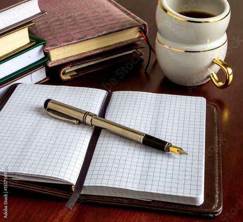 books, pens, business, coffee