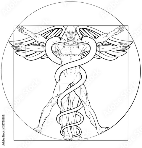 Vitruvian Man Caduceus