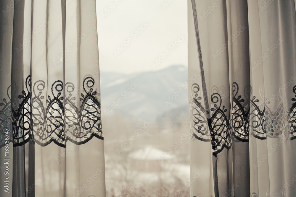 Decorative Curtain and Winter Day