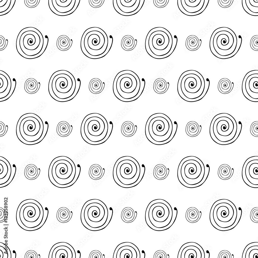  Monochrome background with spirals in boho style.