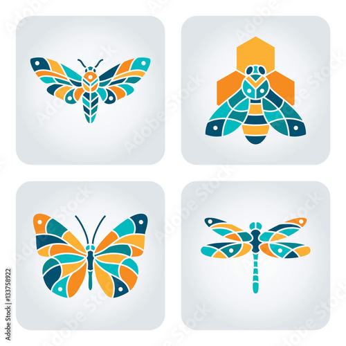 Insects mosaic icons