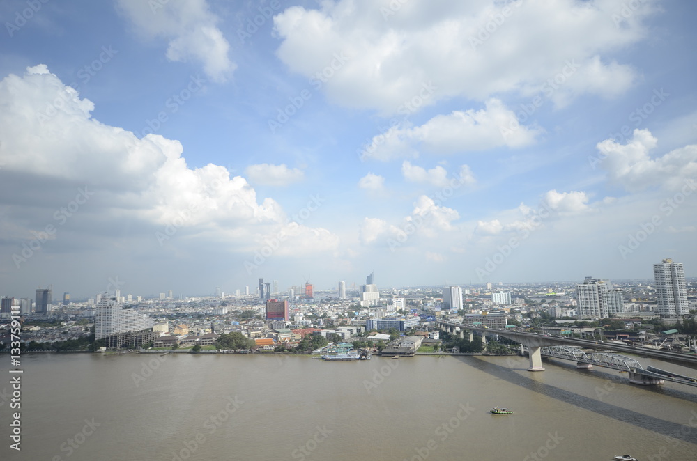 Aussicht auf dem Chao Phraya in Bangkok, Thailand