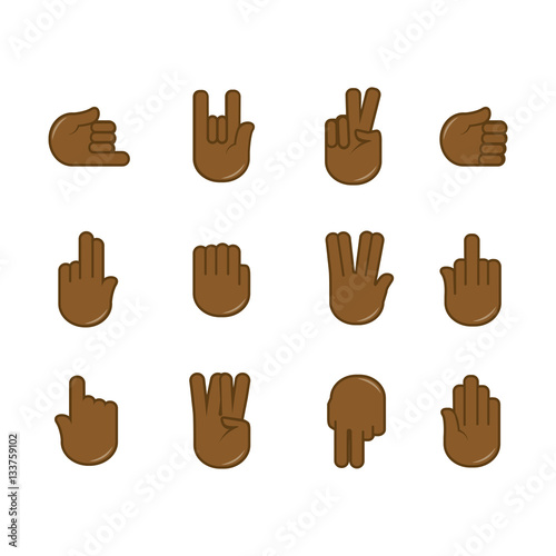 Vector set of hand gestures icons. Sign language.