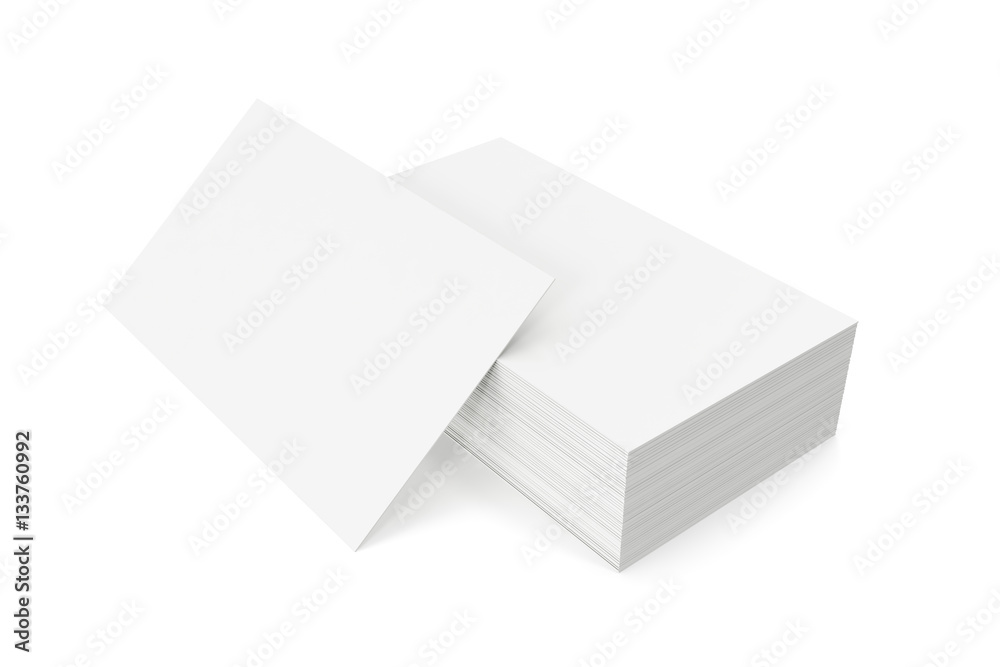 Stack of blank business card on white background. 3d rendering Stack of blank business card on white background. 3d rendering