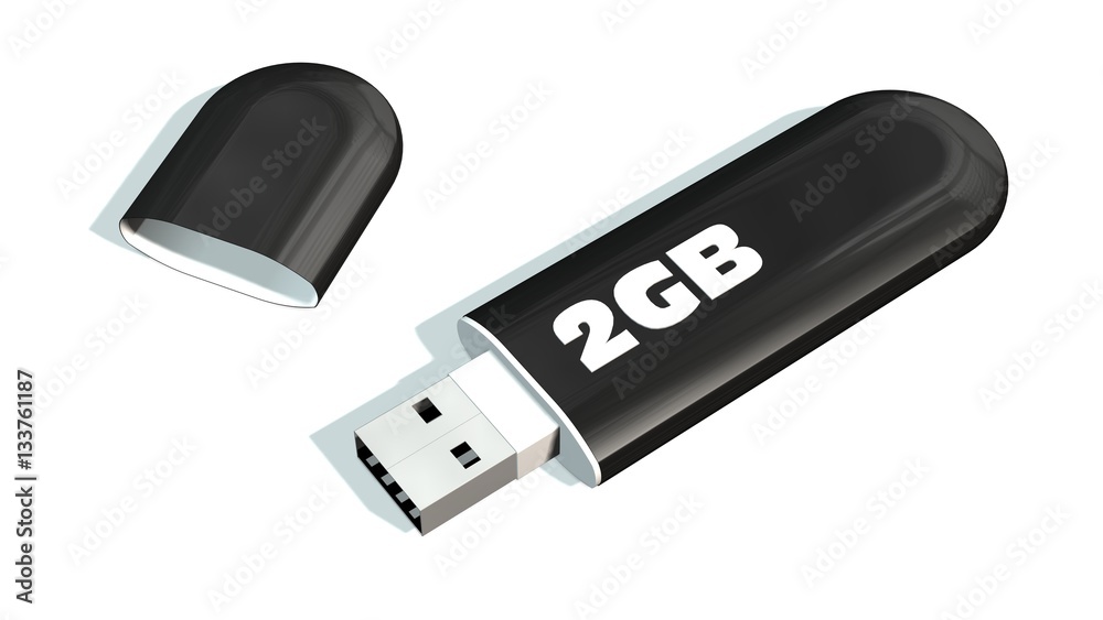 black 2 GB USB Flash Memory Drives isolated on white black 2 GB USB Flash Memory Drives isolated on white