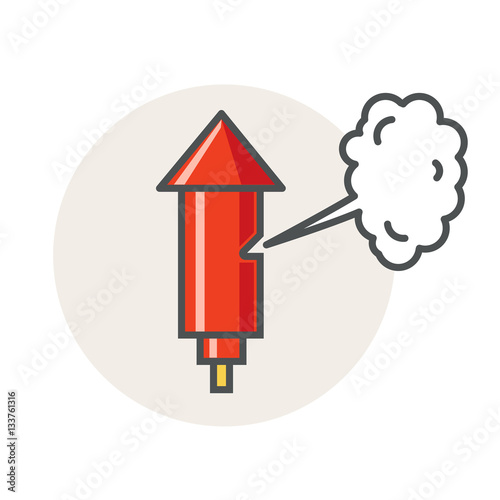 Old factory steam whistle. Vector red horn icon. Flat style design.