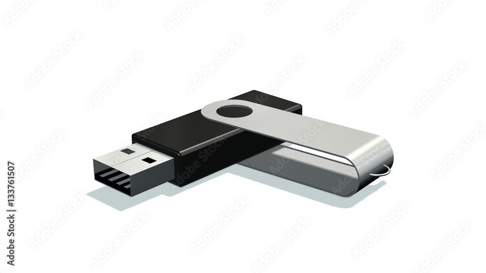 black USB Flash Memory Drives isolated on white black USB Flash Memory Drives isolated on white