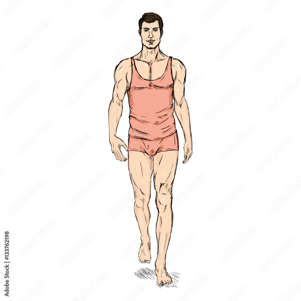 Vector SketchFashion Male Model in Underwear Vector SketchFashion Male Model in Underwear