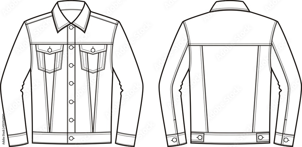 Technical Sketch Of Denim Jacket In Vector Royalty Free SVG Cliparts  Vectors And Stock Illustration Image 89824575