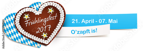 
Frühlingsfest 2017 Banner - Lebkuchen und Rauten Herz mit Papier Etiketten