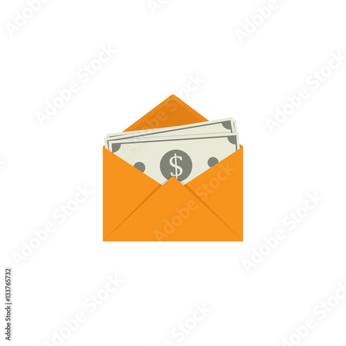 Flat Design of Banknote in Yellow Envelope