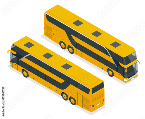 Isometric Double Decker Bus or intercity. Urban transport. For infographics and design games.