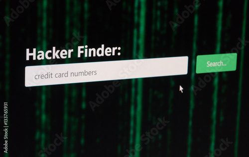Searching for stolen credit card numbers using the Hacker Finder, a made up underground search engine concept