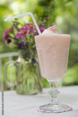 strawberry smoothie on the ...