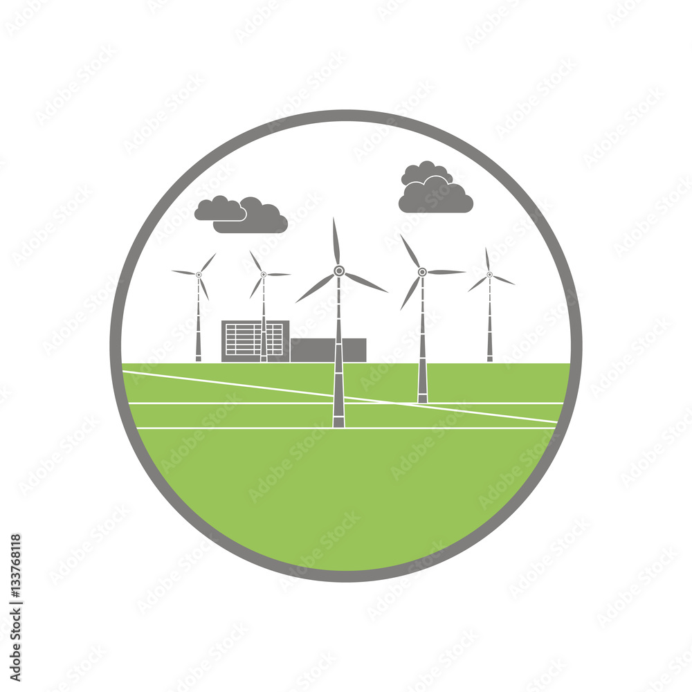 Green energy power plant ecology vector simple illustration