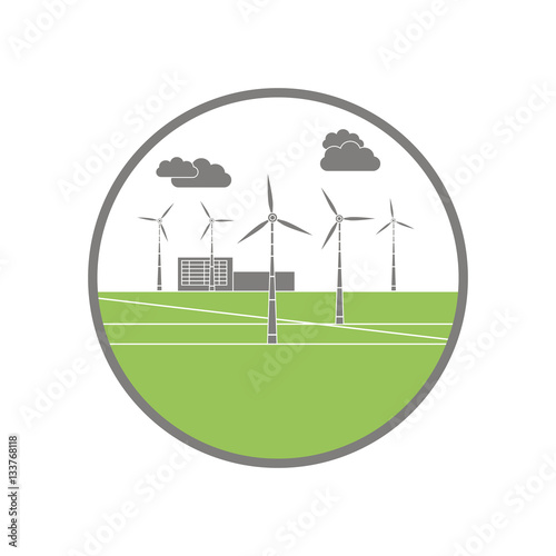 Green energy power plant ecology vector simple illustration