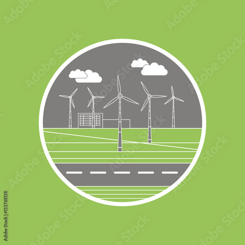 Green energy power plant ecology vector simple illustration