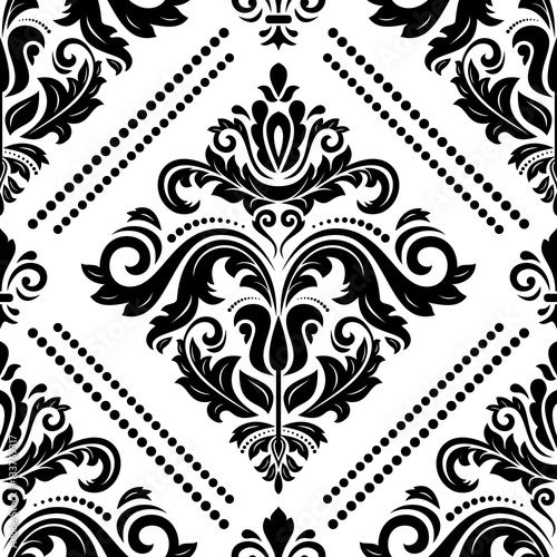 Seamless classic vector black and white pattern. Traditional orient ornament. Classic vintage background