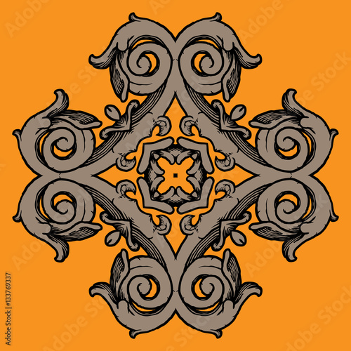 Colorized hand drawn vector ornament