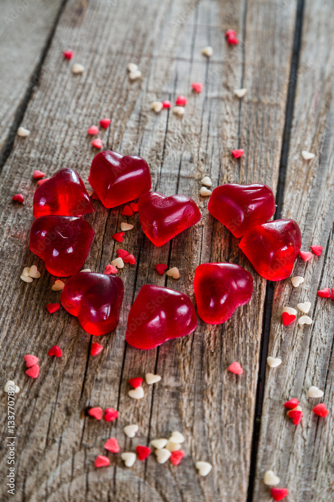 Valentine's day concept - heart shaped sweets on rustic background Valentine's day concept - heart shaped sweets on rustic background