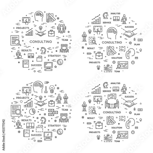Vector round line concept for consulting
