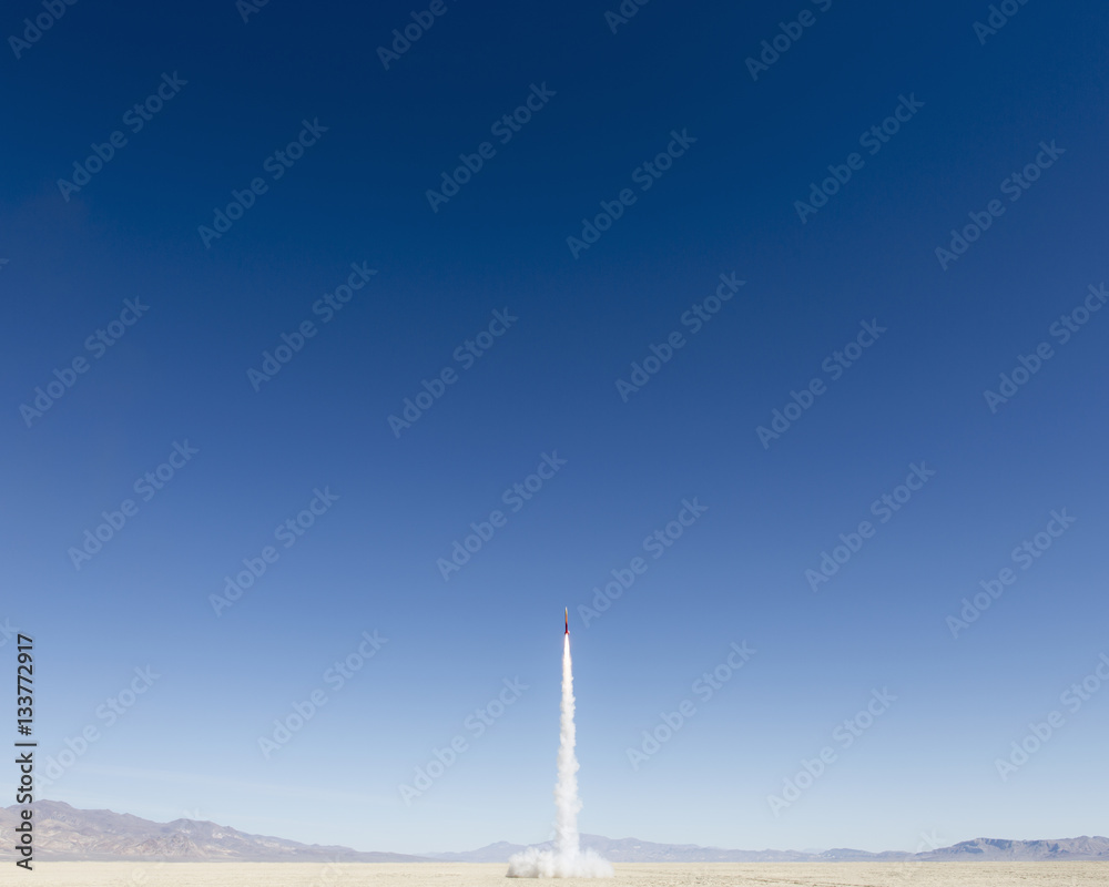 Rocket launch in Black Rock Desert, Nevada, USA Rocket launch in Black Rock Desert, Nevada, USA