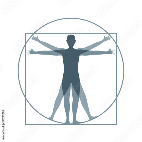 Cartoon Silhouette Vitruvian Man. Vector photo