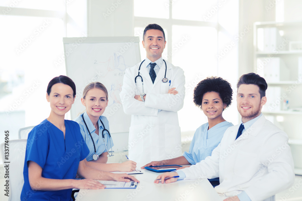 group of doctors on presentation at hospital group of doctors on presentation at hospital
