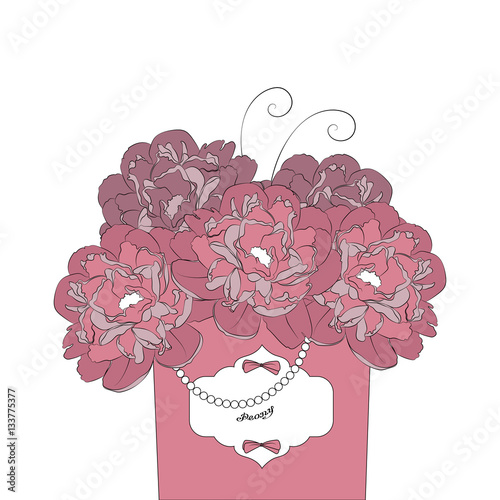 Flower peon pink decoration design card template texture
