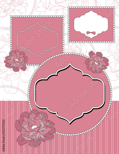 Flower peon pink decoration design card template texture