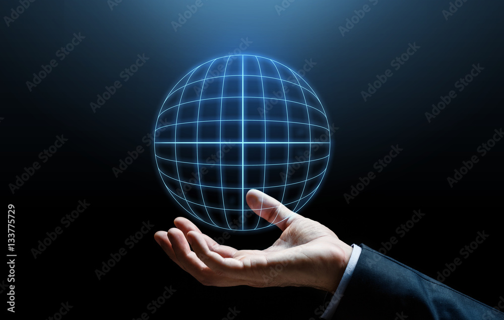 close up of businessman hand with hologram close up of businessman hand with hologram
